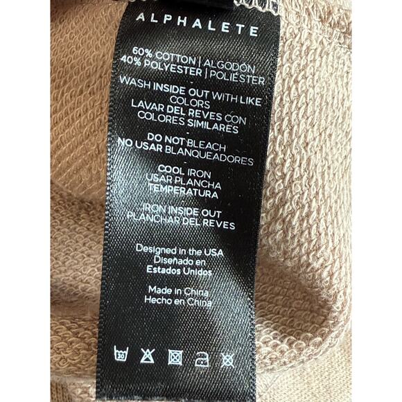 Alphalete Sweatshirt Women L‎ Beige Athletic Gym Distressed Comfy Fitness Lounge - Picture 9 of 9
